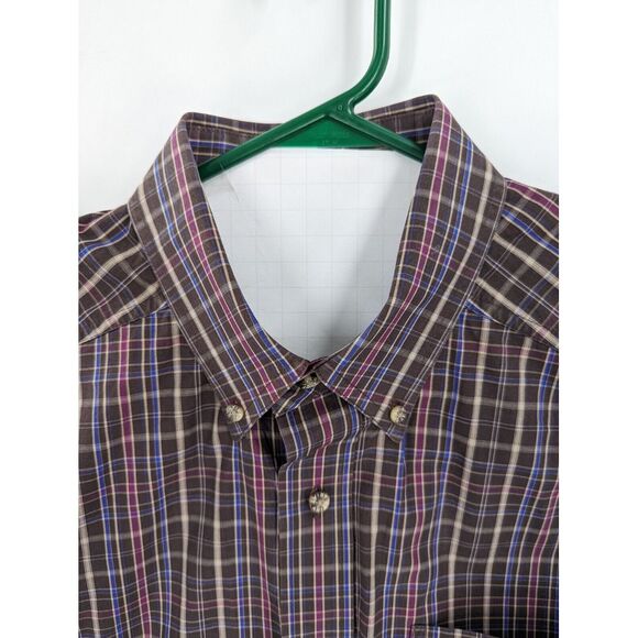 Ariat Pro Series Men's Brown Plaid Checked Button Down Long Sleeve Shirt, XL - Picture 7 of 11